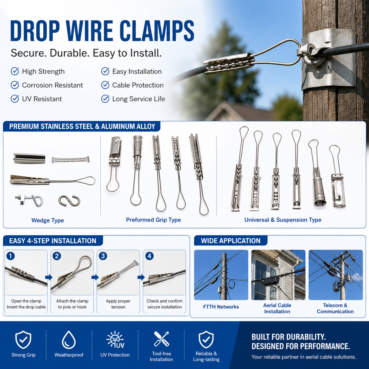 How to Use Drop Wire Clamp for Aerial Cable Installation