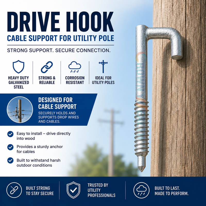 Fetter Thread Tornillo Cable Support J Hook Lag Bolt and 7/16 Drive Hook Fetter Thread Tornillo Cable Support J Hook Lag Bolt and 7/16 Drive Hook
