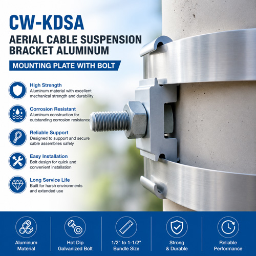 CW-KDSA: Aerial Cable Suspension Bracket Aluminum Mounting Plate with Bolt CW-KDSA: Aerial Cable Suspension Bracket Aluminum Mounting Plate with Bolt
