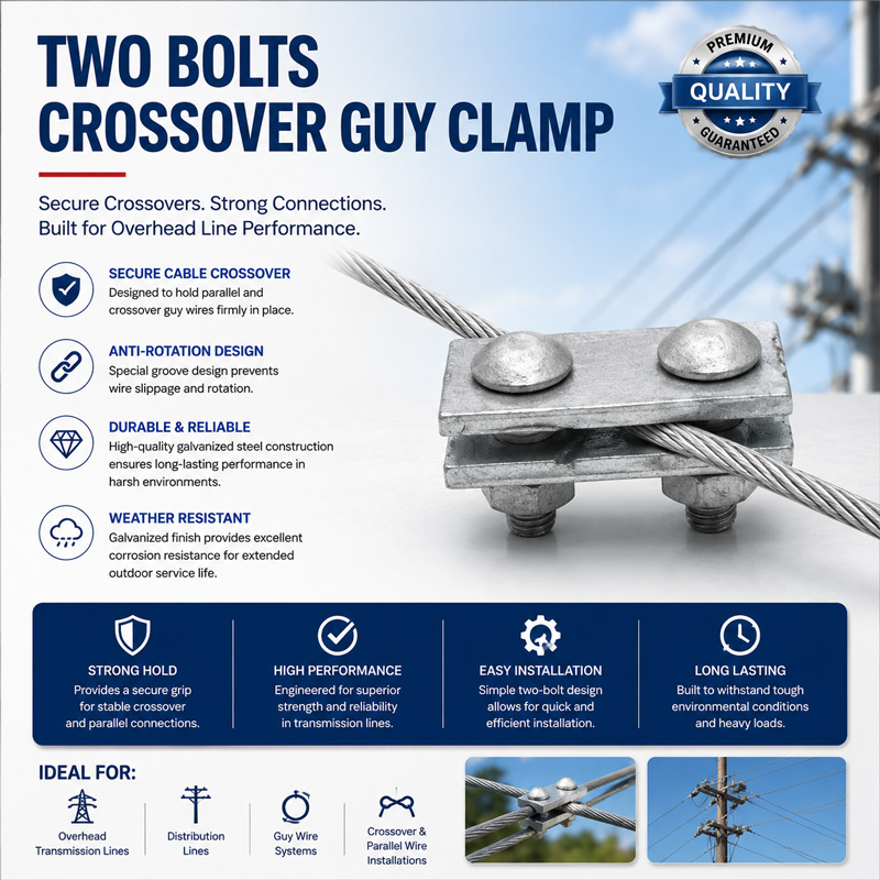 Pole Line Hardware Galvanized Steel Wire Clamp Straight Two Bolts Suspension Crossover Guy Clamp Pole Line Hardware Galvanized Steel Wire Clamp Straight Two Bolts Suspension Crossover Guy Clamp