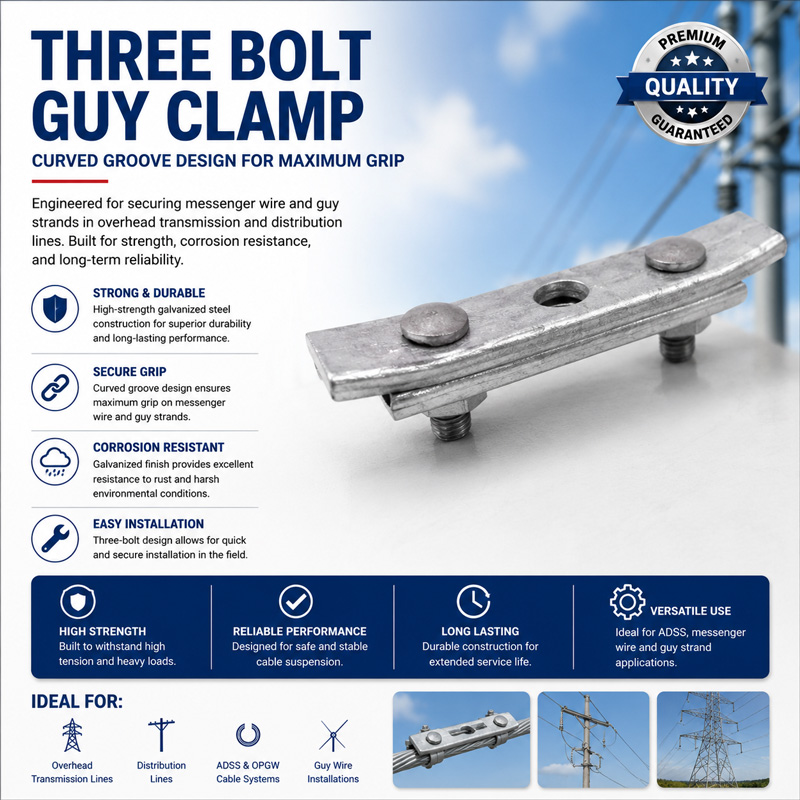 Adss Cable Pole Line Dead End Three Bolt Groove Curved Suspension Guy Clamp Adss Cable Pole Line Dead End Three Bolt Groove Curved Suspension Guy Clamp