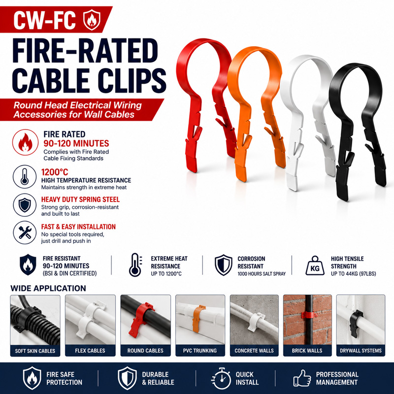 CW-FC: Fire Cable Clips Round Head Electrical Wiring Accessories for Wall Cables