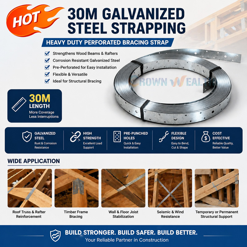 30M Galvanized Steel Strapping for Wood Beams & Rafters: The Complete Guide to Structural Bracing and Reinforcement